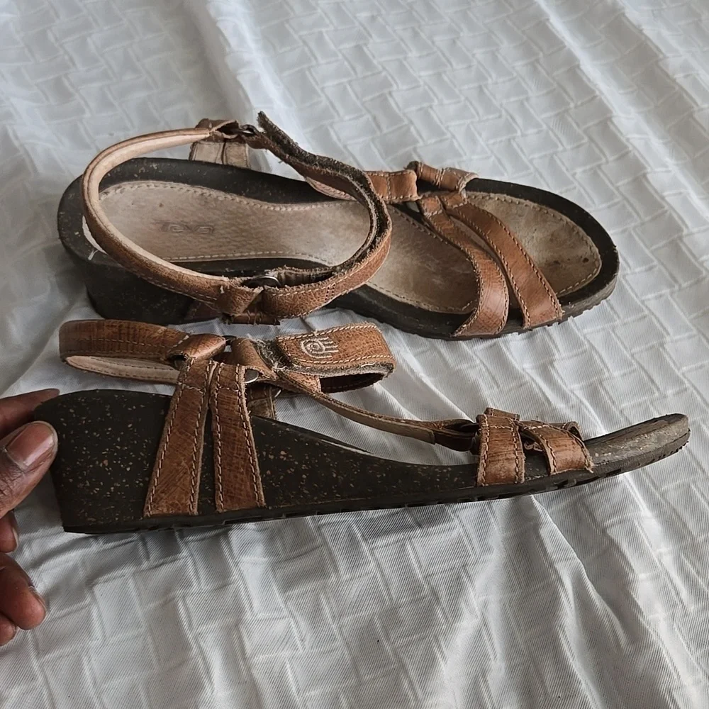 Teva Ventura Women's Brown Wedges Sandals Size 9.5 Summer Shoes